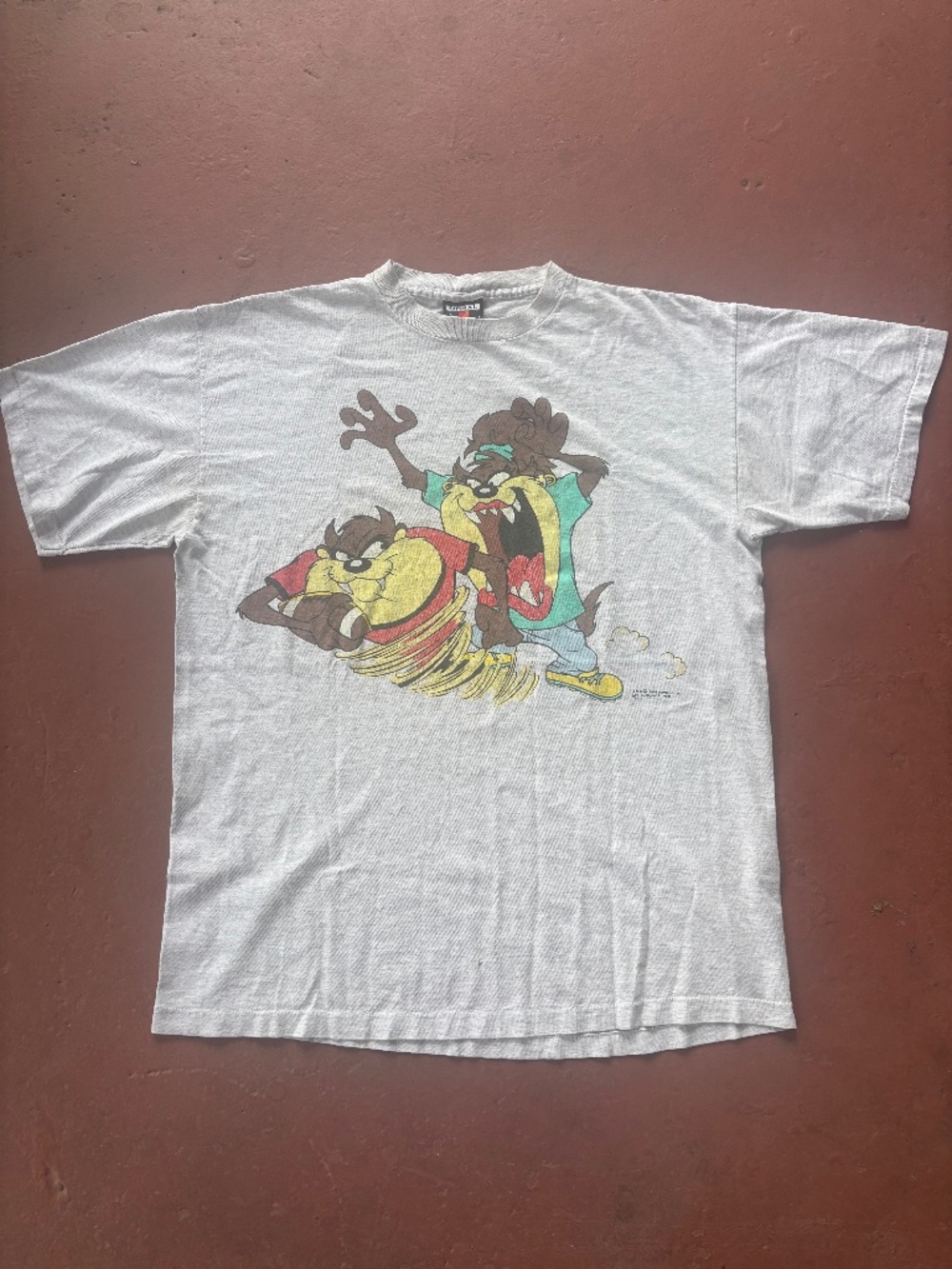 Vtg 1994 Looney Tunes Taz football t shirt double sided grey Large single stitch